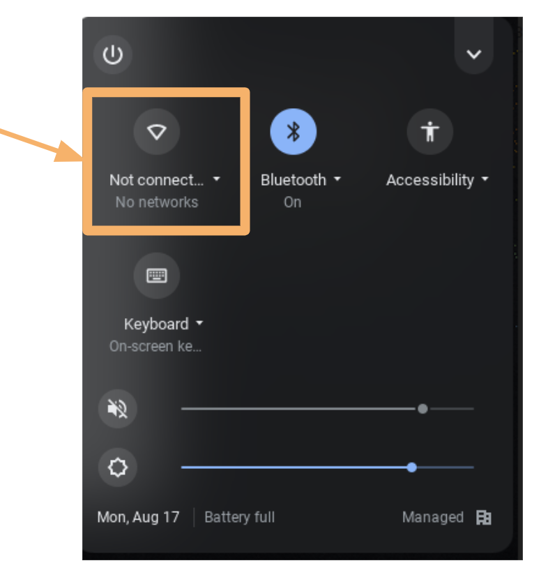 Select Not connected to enable your WiFi.  
